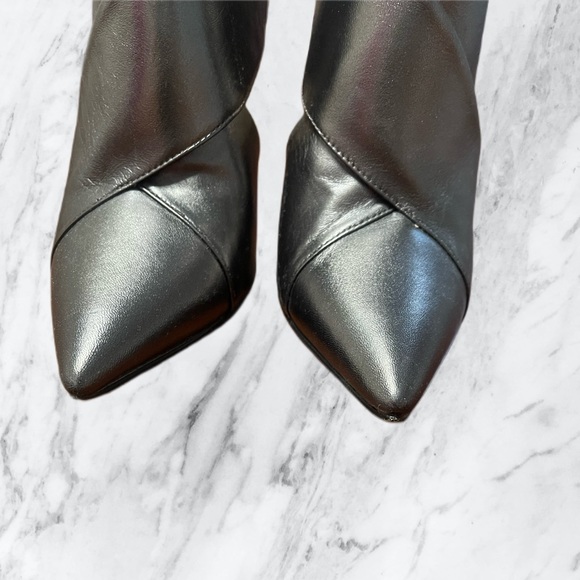 Zara metallic pewter ankle boots| shoes | heels | size 38 | 7.5 - Picture 2 of 15